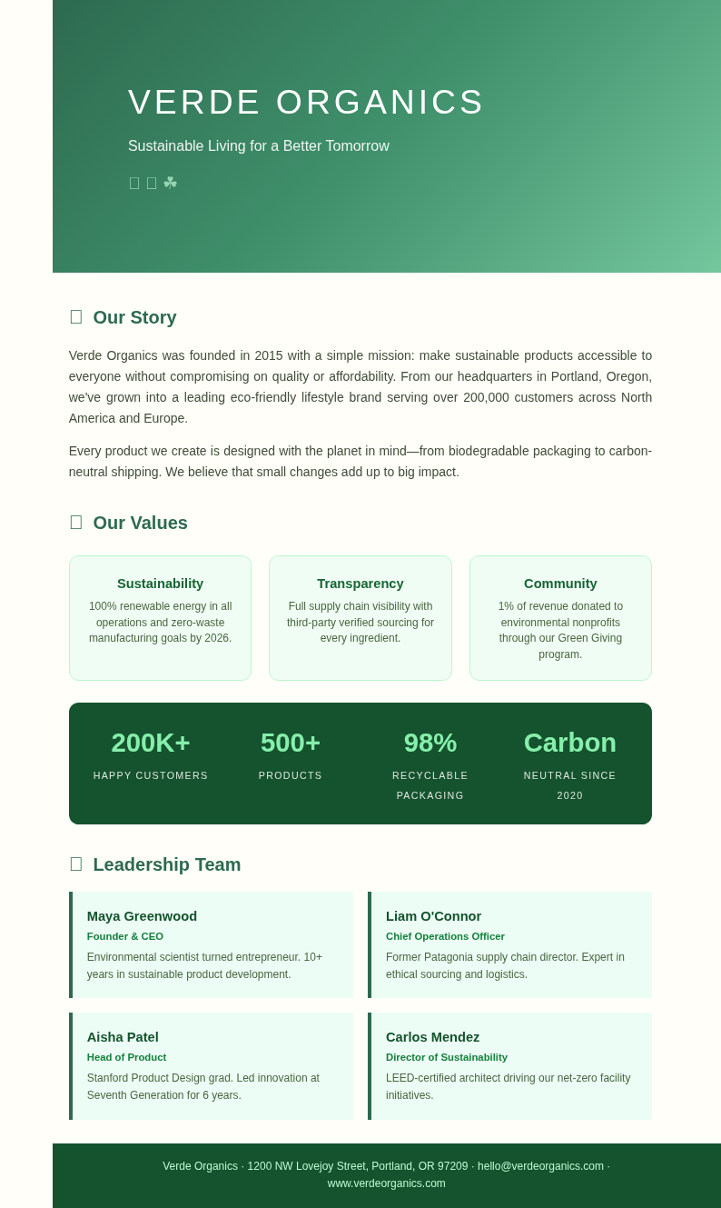 Nature inspired company profile